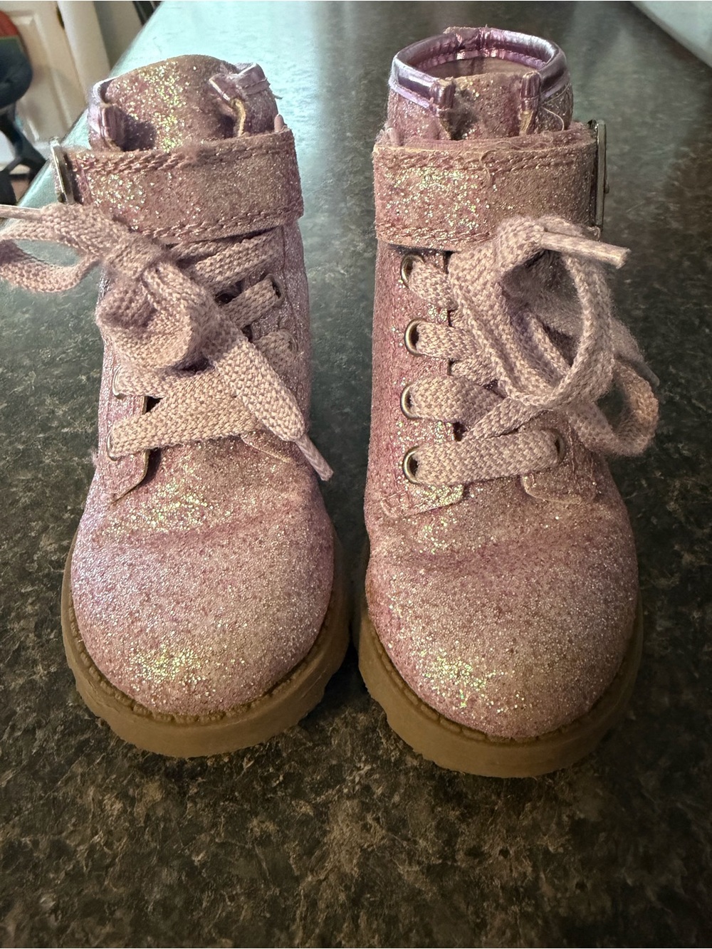Carter's Glitter Lace-Up Boots in Light Purple